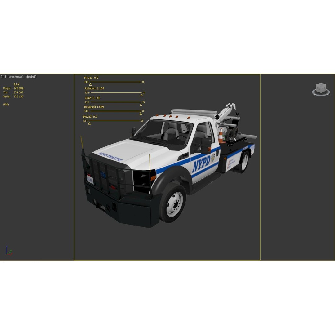 NYPD Tow Truck 3D Model – Low Poly Game Asset, FBX, PBR Textures - View 57