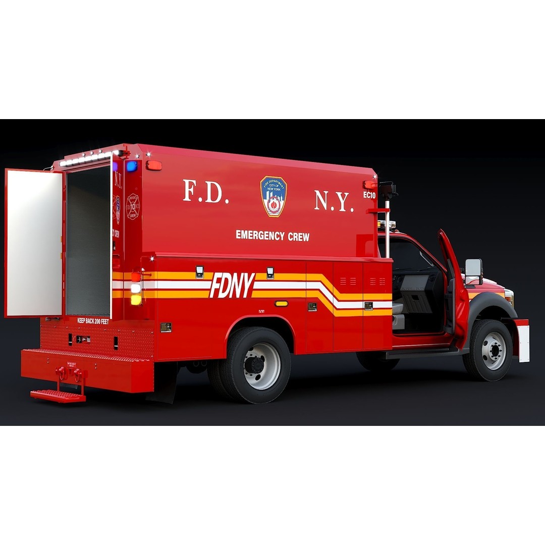 F-550 FDNY Emergency Crew 3D Model – Low Poly Game Asset, FBX - View 10
