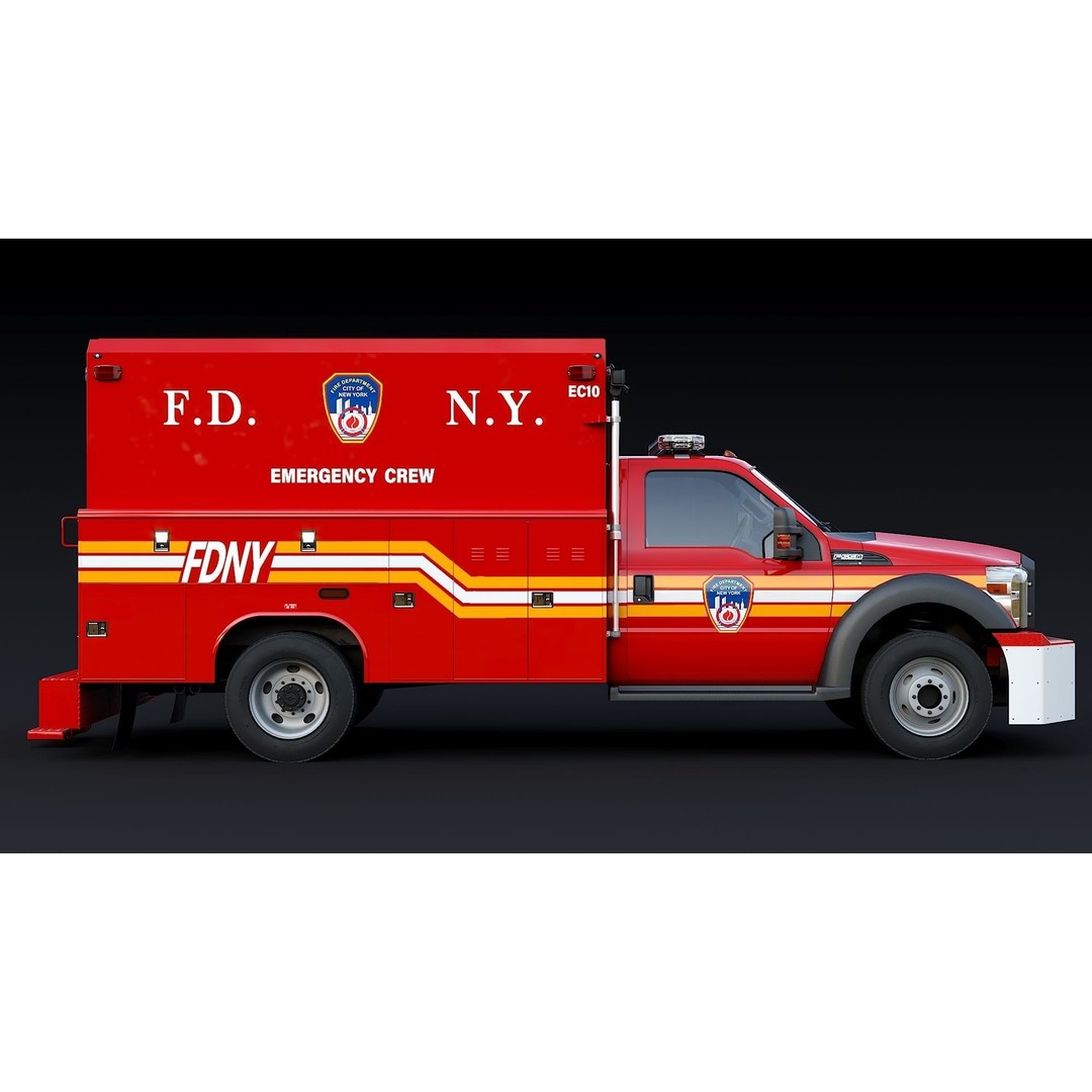 F-550 FDNY Emergency Crew 3D Model – Low Poly Game Asset, FBX - View 11