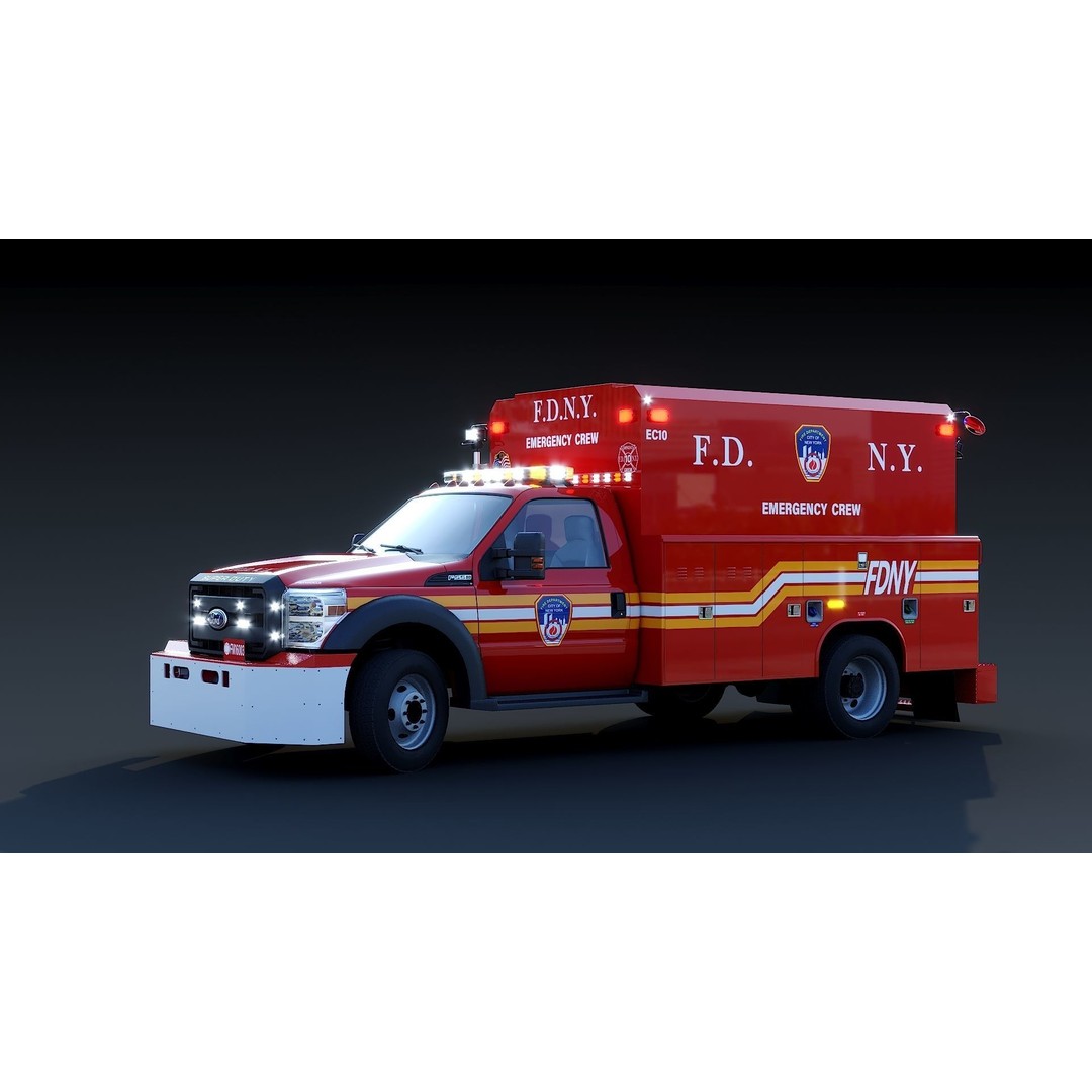 F-550 FDNY Emergency Crew 3D Model – Low Poly Game Asset, FBX - View 14