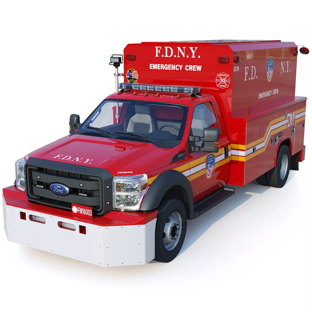 F-550 FDNY Emergency Crew 3D Model – Low Poly Game Asset, FBX - View 2