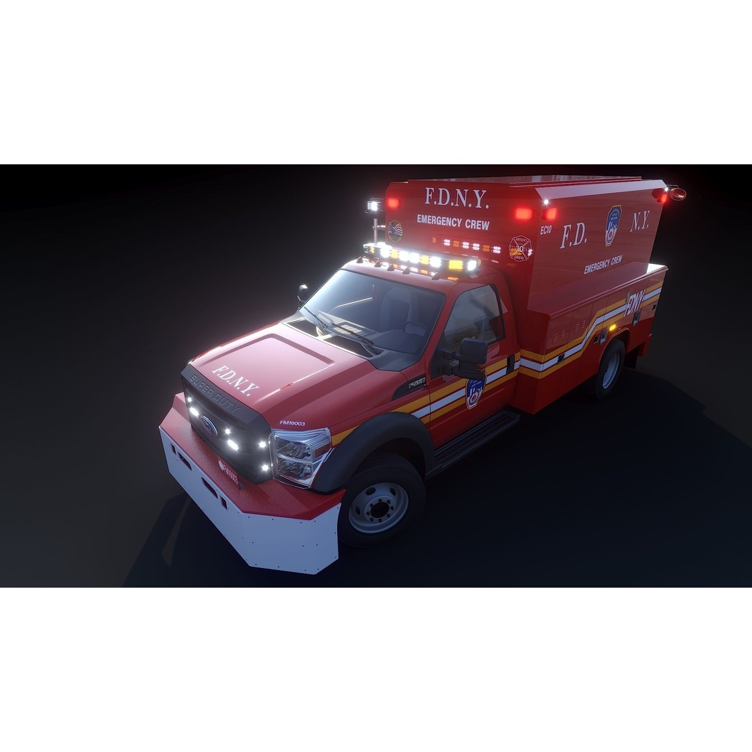 F-550 FDNY Emergency Crew 3D Model – Low Poly Game Asset, FBX - View 27