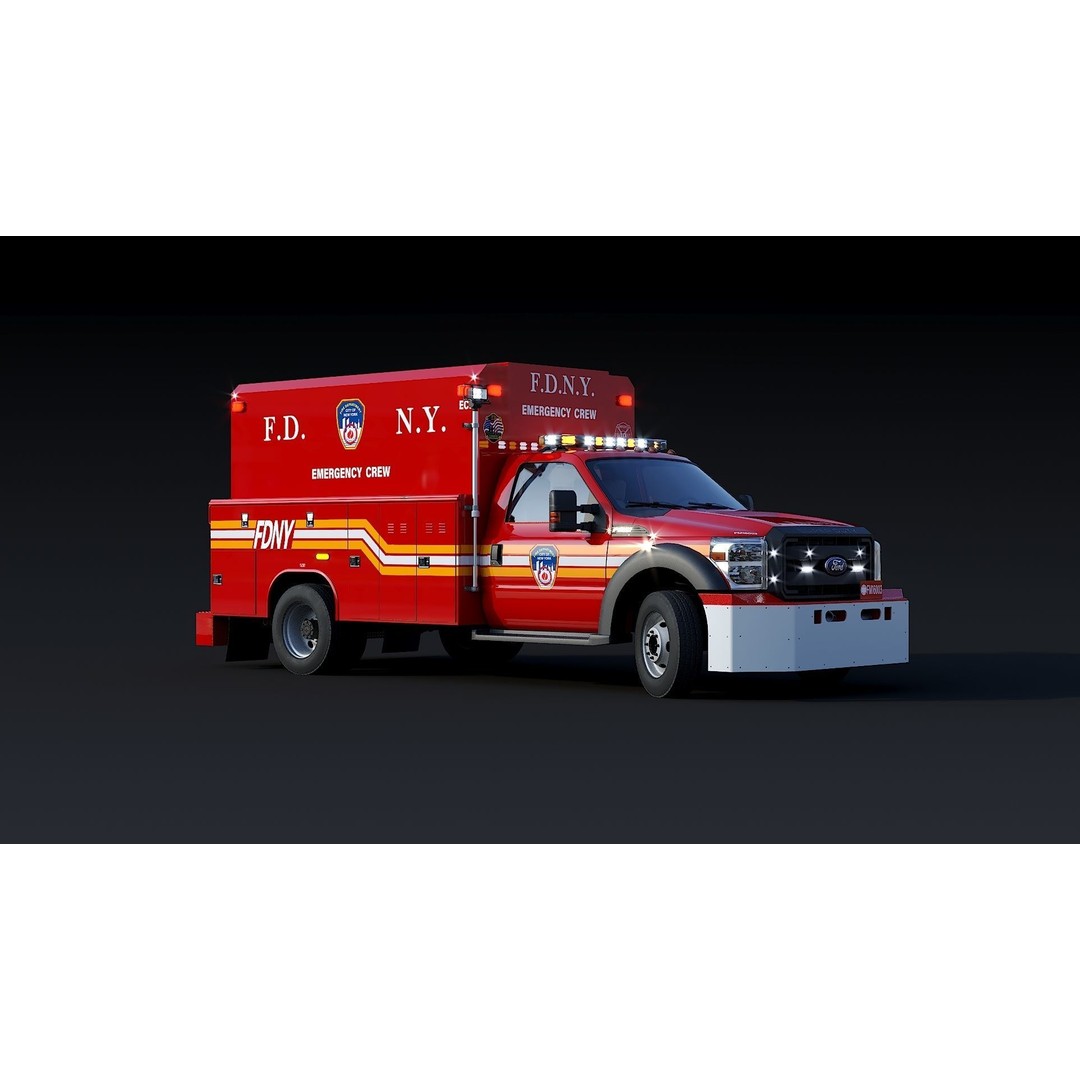 F-550 FDNY Emergency Crew 3D Model – Low Poly Game Asset, FBX - View 28