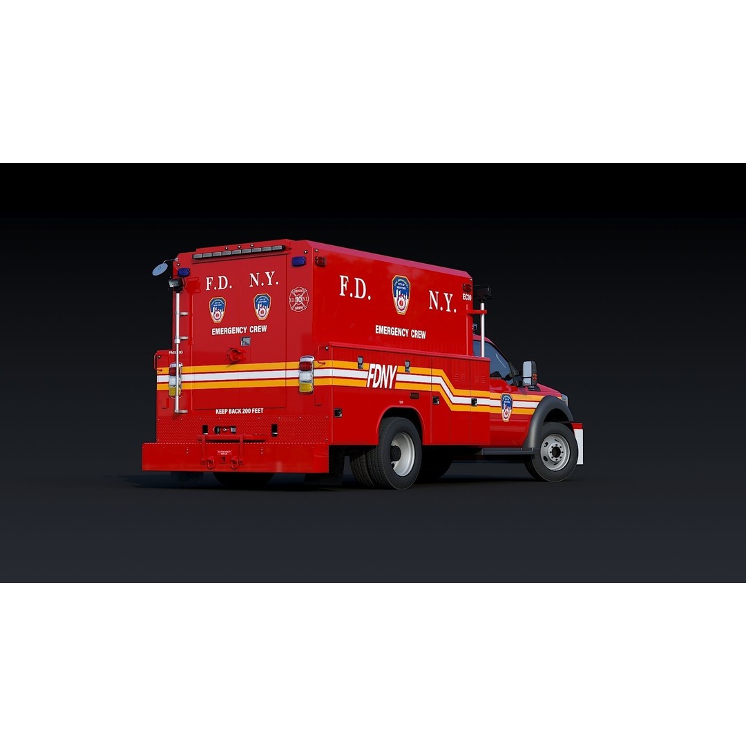 F-550 FDNY Emergency Crew 3D Model – Low Poly Game Asset, FBX - View 29