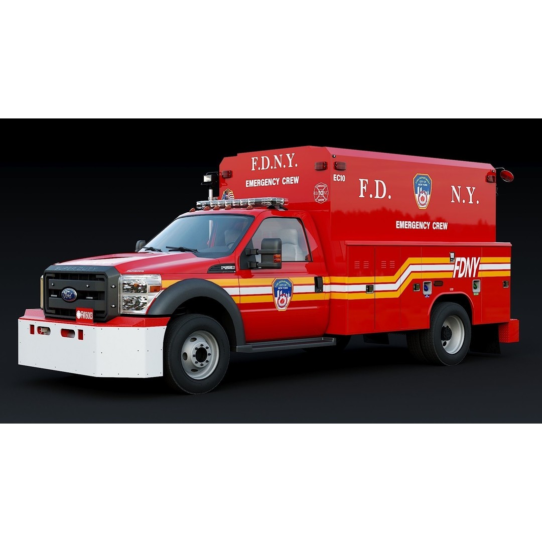 F-550 FDNY Emergency Crew 3D Model – Low Poly Game Asset, FBX - View 3