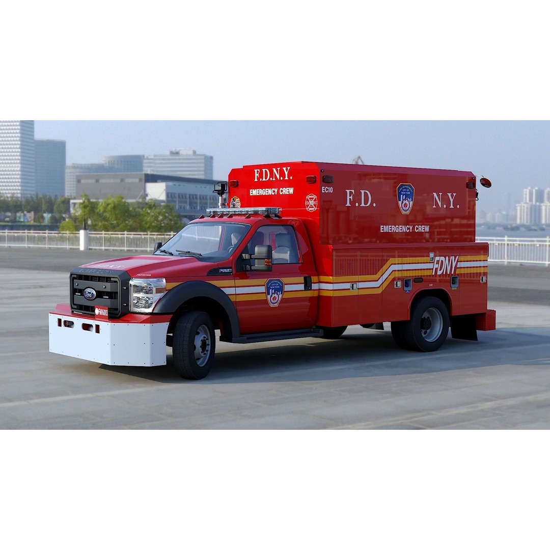 F-550 FDNY Emergency Crew 3D Model – Low Poly Game Asset, FBX - View 30