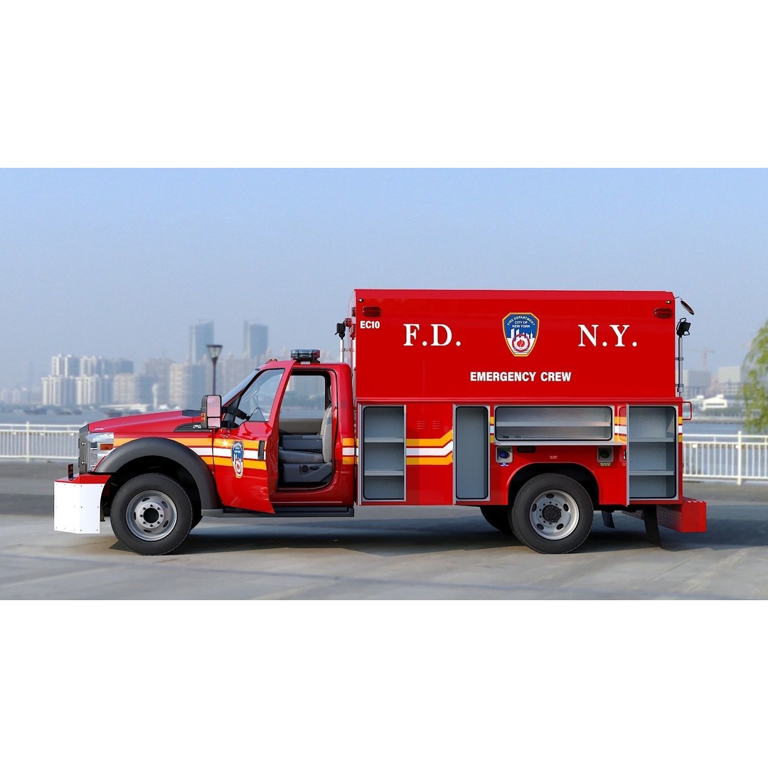 F-550 FDNY Emergency Crew 3D Model – Low Poly Game Asset, FBX - View 32