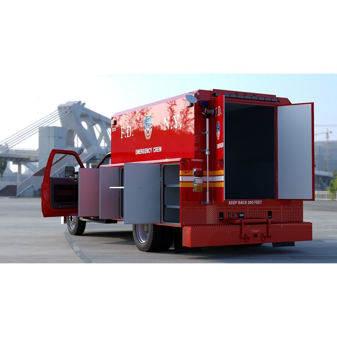 F-550 FDNY Emergency Crew 3D Model – Low Poly Game Asset, FBX - View 33