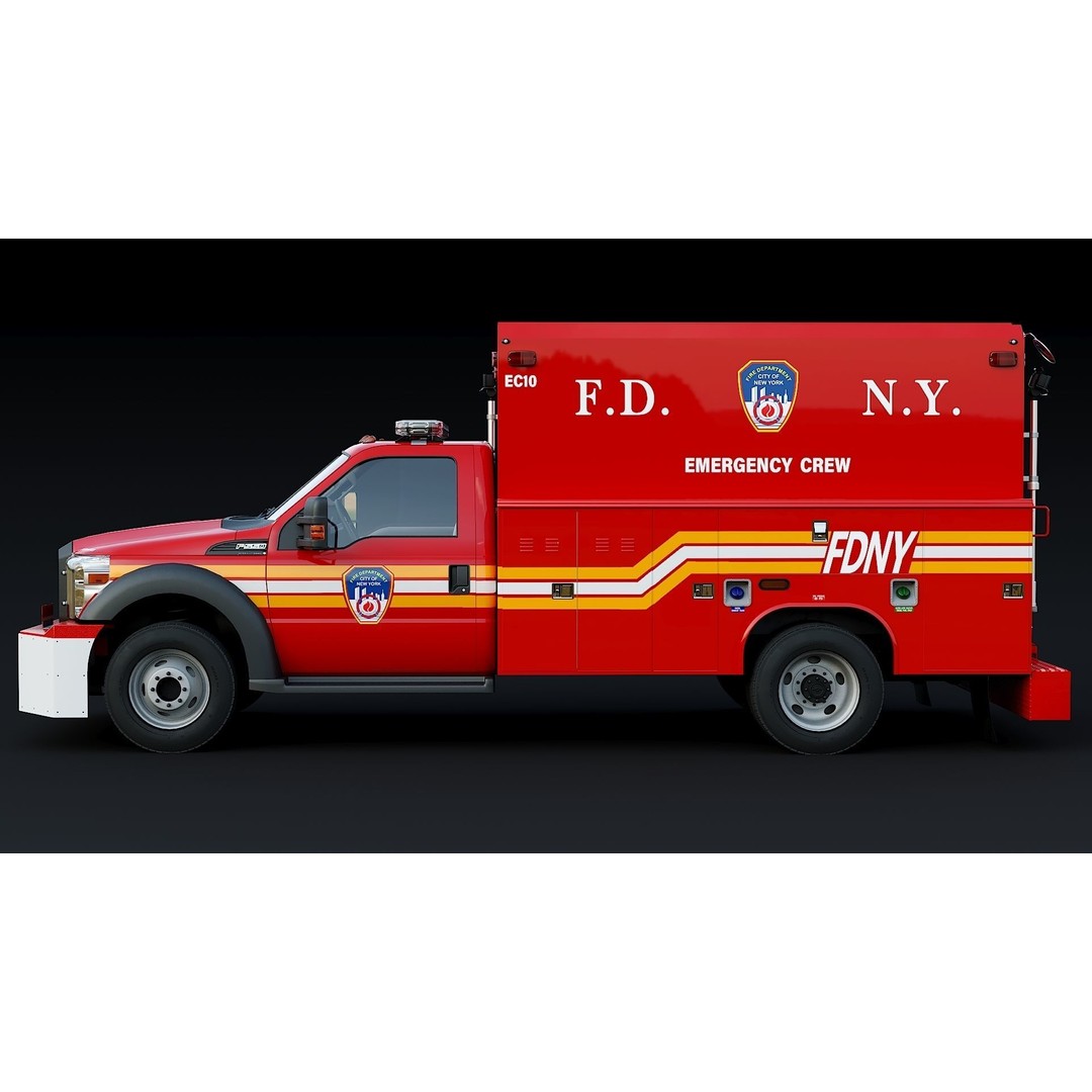 F-550 FDNY Emergency Crew 3D Model – Low Poly Game Asset, FBX - View 4