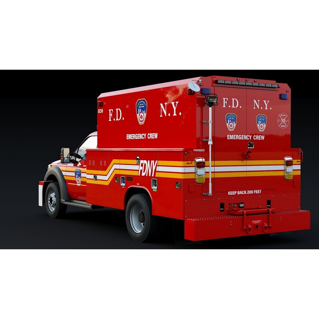 F-550 FDNY Emergency Crew 3D Model – Low Poly Game Asset, FBX - View 5