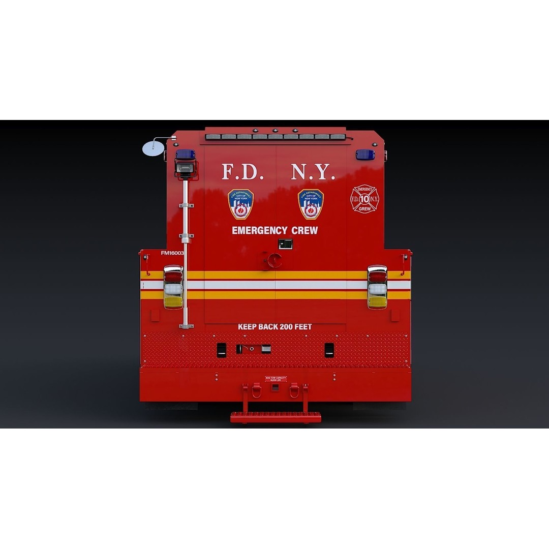 F-550 FDNY Emergency Crew 3D Model – Low Poly Game Asset, FBX - View 7