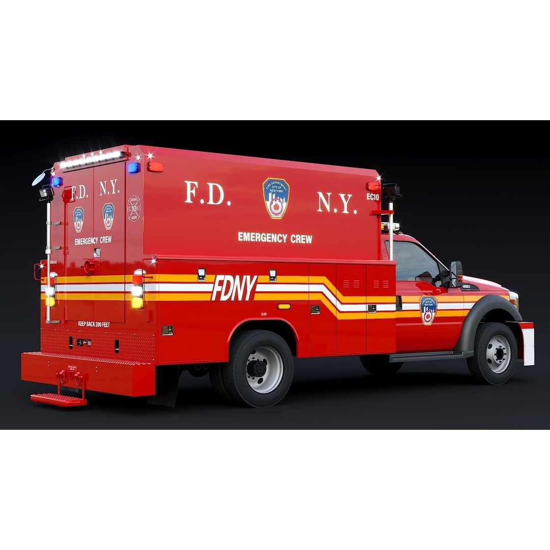 F-550 FDNY Emergency Crew 3D Model – Low Poly Game Asset, FBX - View 9