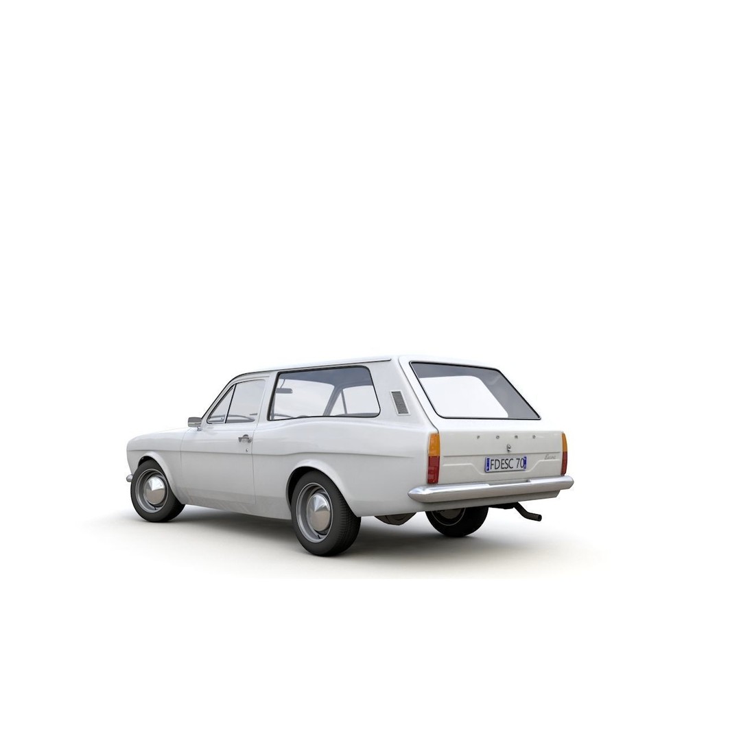 Escort Mk1 Estate 1971 3D Model – High Poly Game Asset, FBX, OBJ - View 10