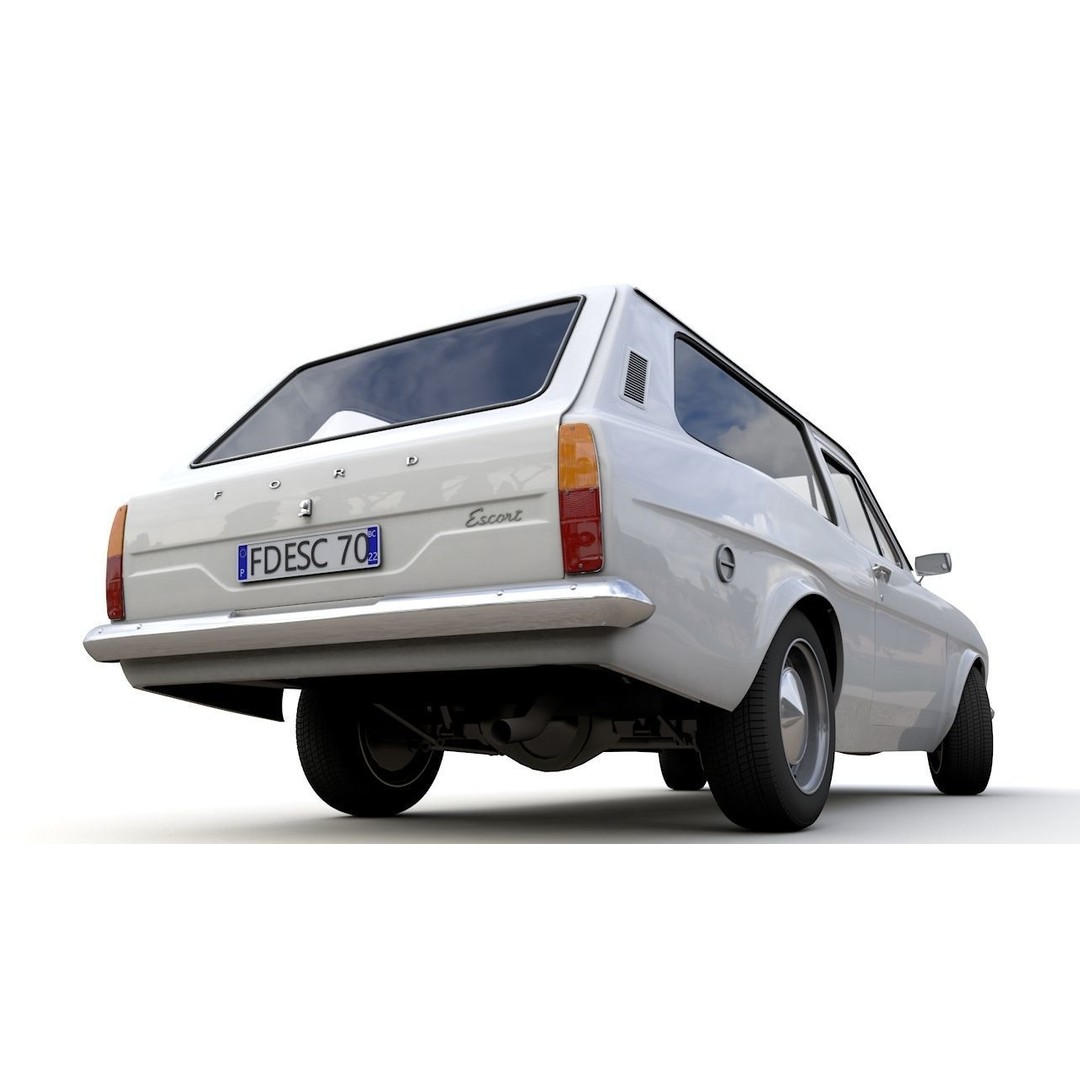 Escort Mk1 Estate 1971 3D Model – High Poly Game Asset, FBX, OBJ - View 14