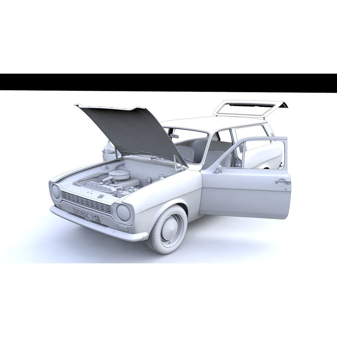 Escort Mk1 Estate 1971 3D Model – High Poly Game Asset, FBX, OBJ - View 4
