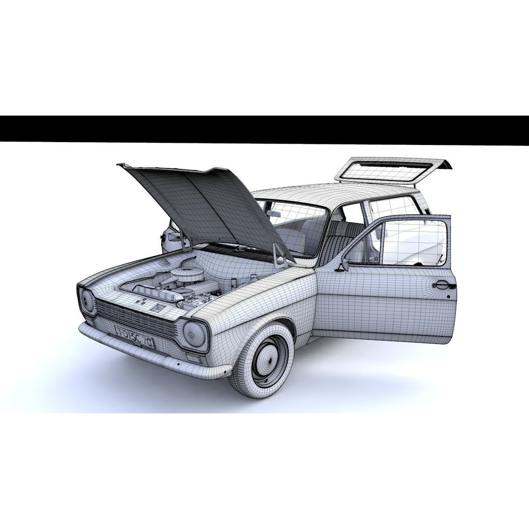 Escort Mk1 Estate 1971 3D Model – High Poly Game Asset, FBX, OBJ - View 5