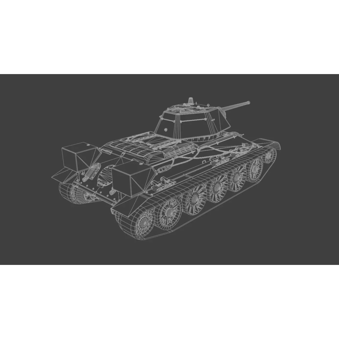 T-34 M1942 Medium Tank 3D Model – Low Poly Game Asset, FBX - View 10