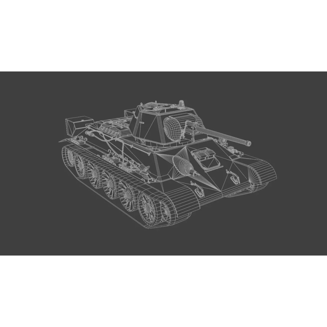 T-34 M1942 Medium Tank 3D Model – Low Poly Game Asset, FBX - View 11
