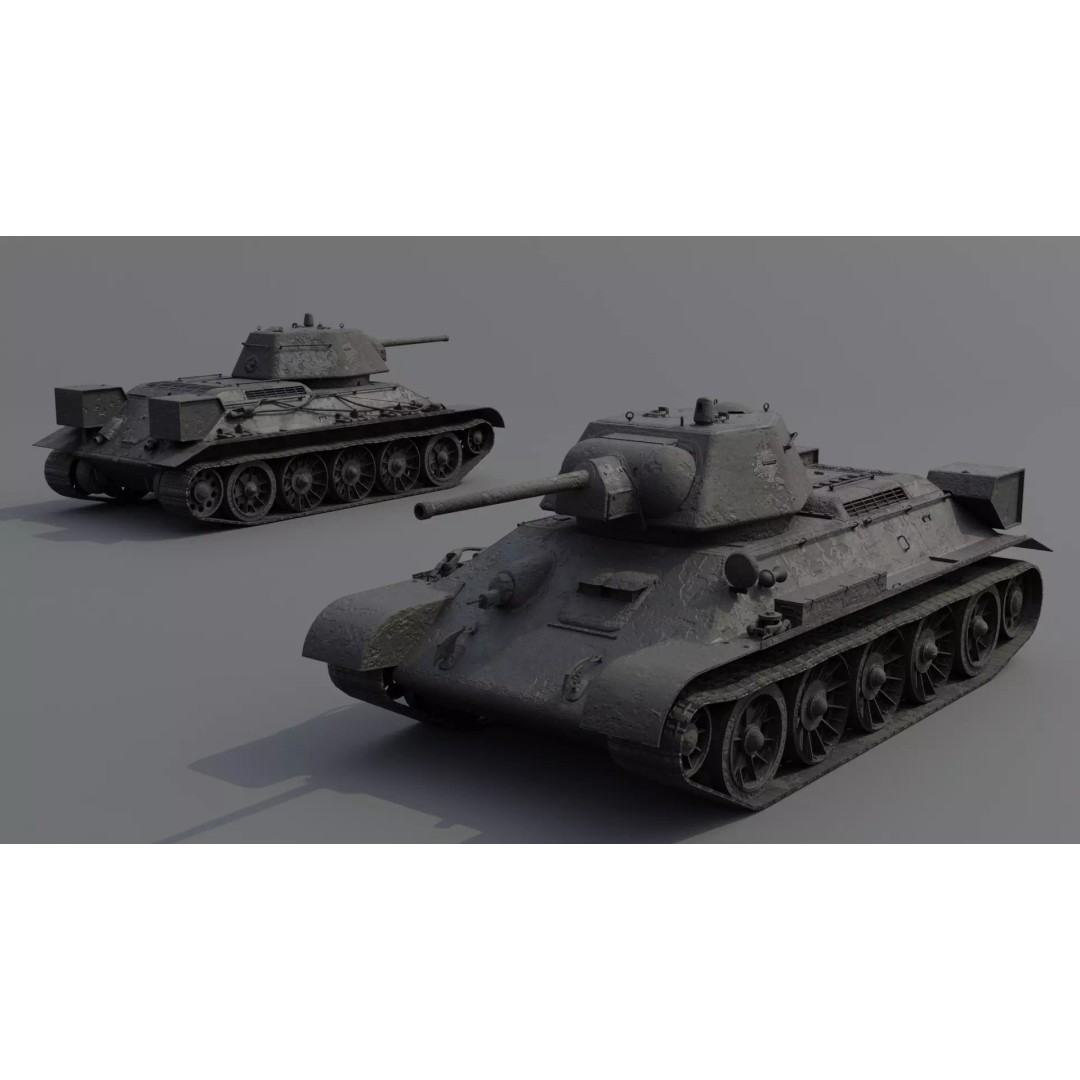 T-34 M1942 Medium Tank 3D Model – Low Poly Game Asset, FBX - View 12