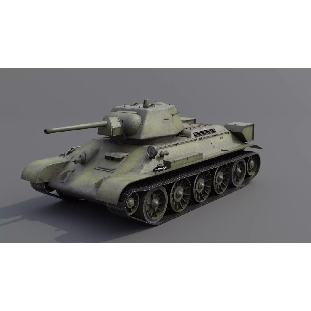 T-34 M1942 Medium Tank 3D Model – Low Poly Game Asset, FBX - View 13