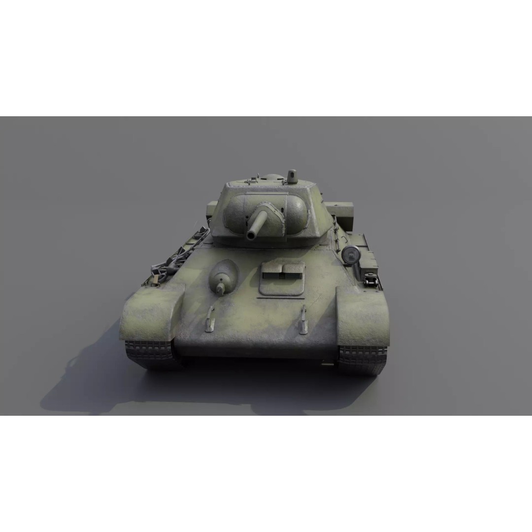 T-34 M1942 Medium Tank 3D Model – Low Poly Game Asset, FBX - View 14