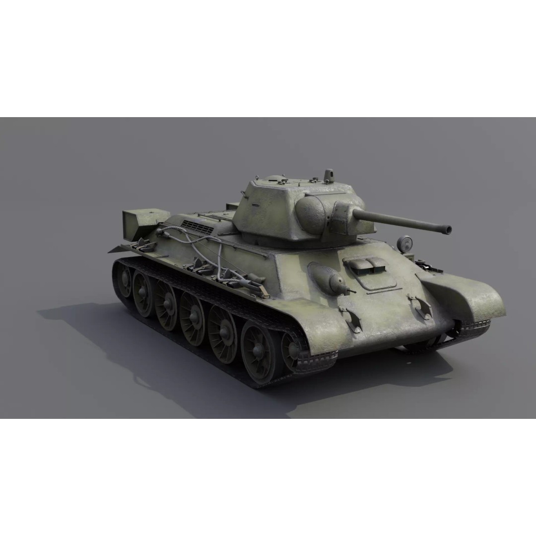 T-34 M1942 Medium Tank 3D Model – Low Poly Game Asset, FBX - View 15
