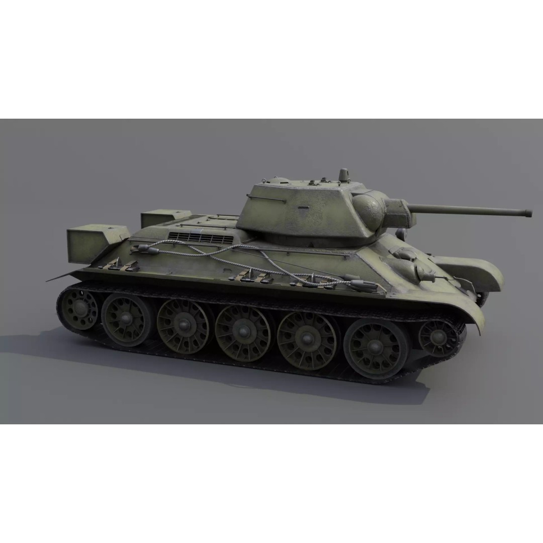 T-34 M1942 Medium Tank 3D Model – Low Poly Game Asset, FBX - View 16