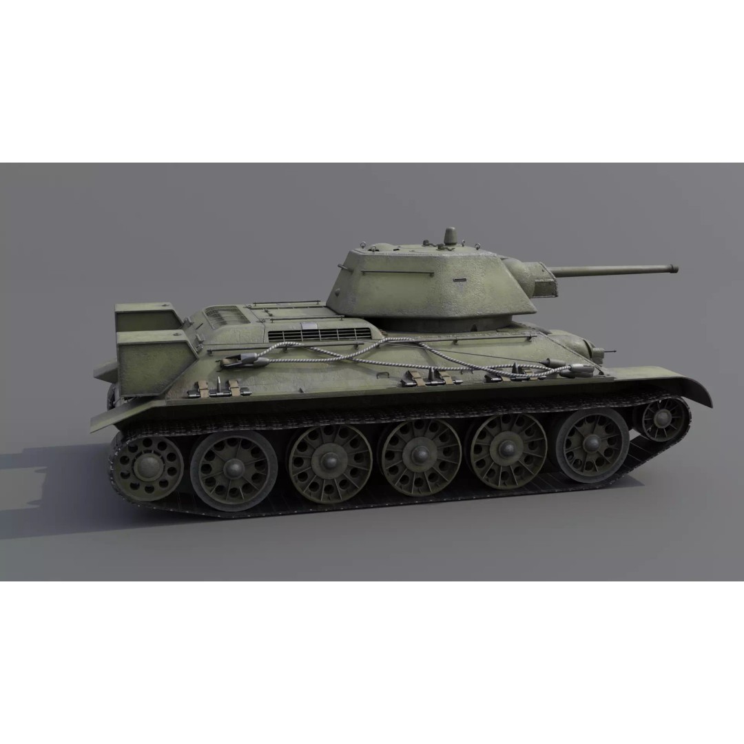 T-34 M1942 Medium Tank 3D Model – Low Poly Game Asset, FBX - View 17