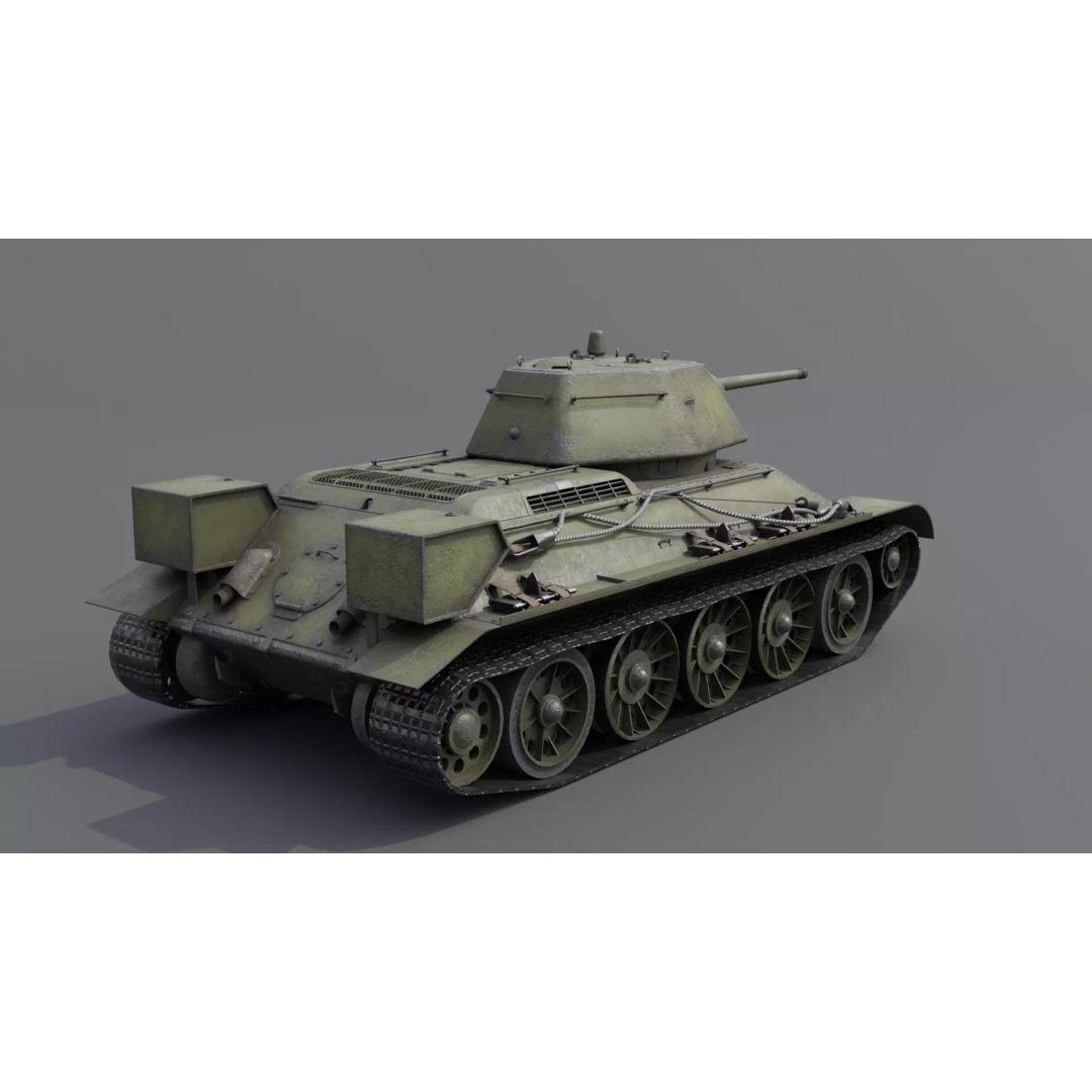 T-34 M1942 Medium Tank 3D Model – Low Poly Game Asset, FBX - View 18