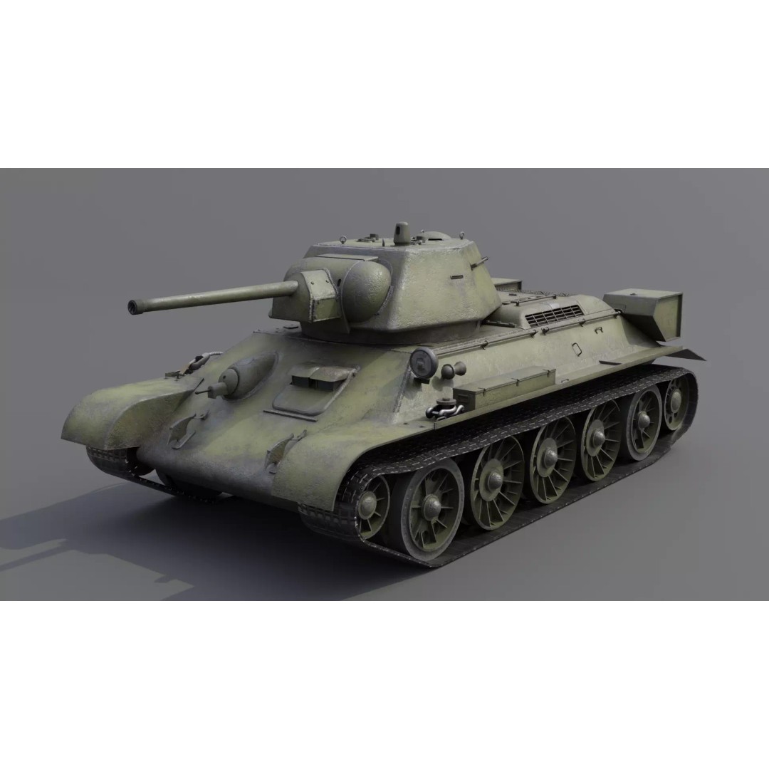 T-34 M1942 Medium Tank 3D Model – Low Poly Game Asset, FBX - View 2