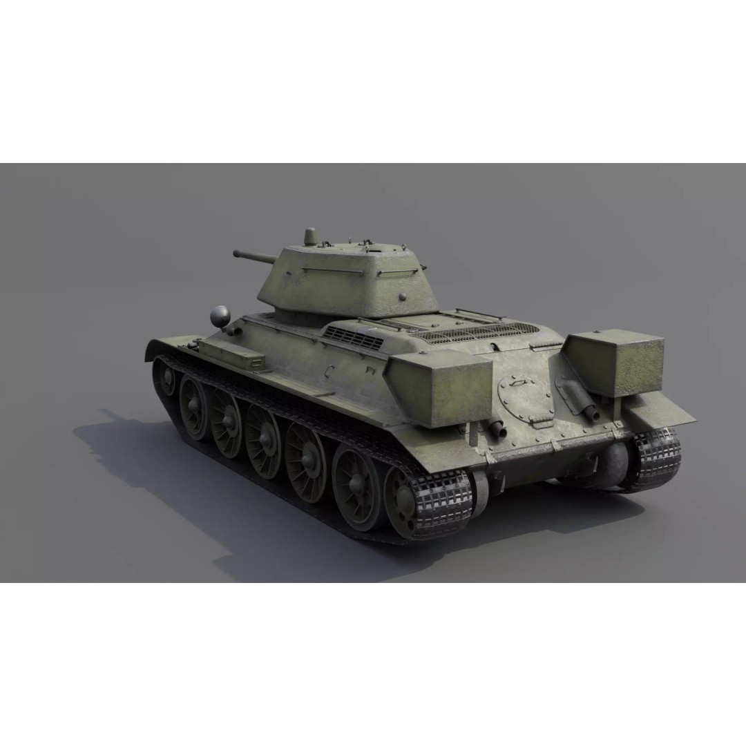 T-34 M1942 Medium Tank 3D Model – Low Poly Game Asset, FBX - View 20