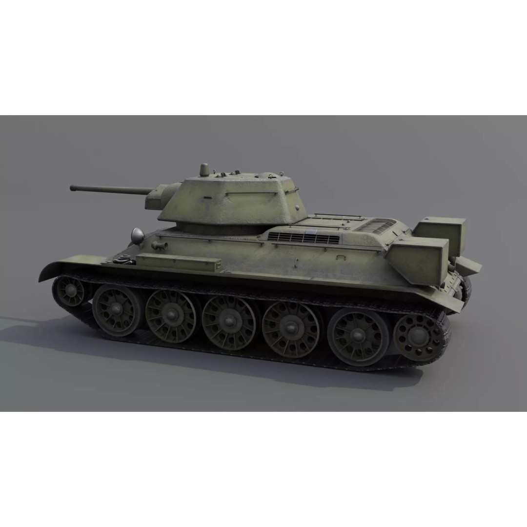 T-34 M1942 Medium Tank 3D Model – Low Poly Game Asset, FBX - View 21