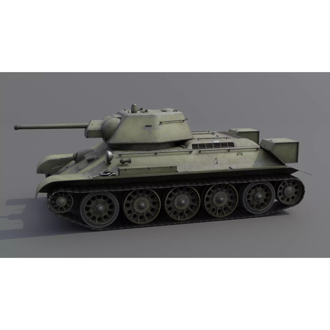 T-34 M1942 Medium Tank 3D Model – Low Poly Game Asset, FBX - View 22