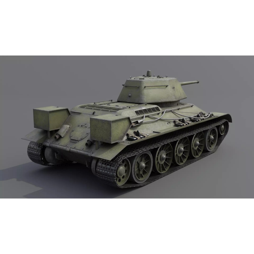 T-34 M1942 Medium Tank 3D Model – Low Poly Game Asset, FBX - View 4