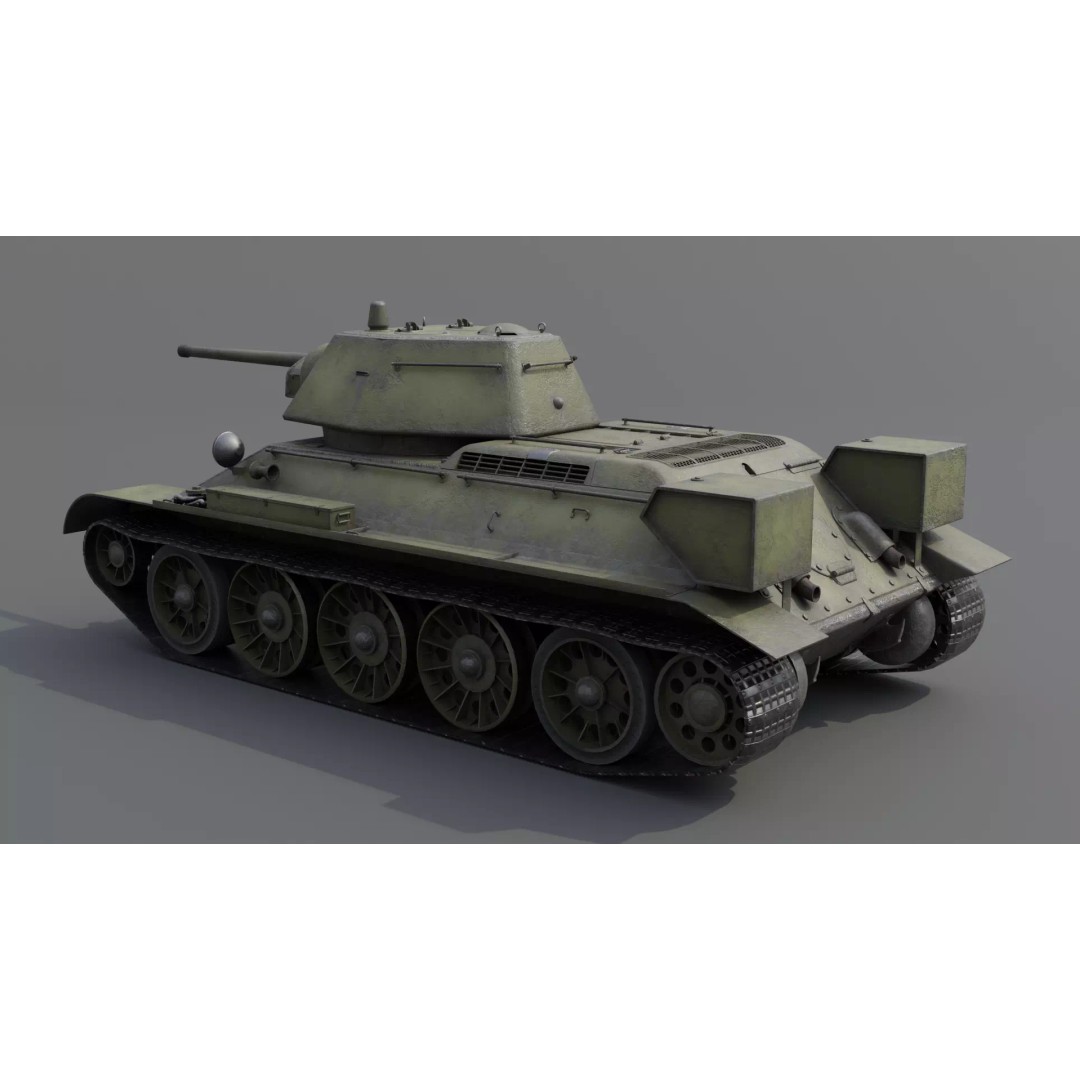 T-34 M1942 Medium Tank 3D Model – Low Poly Game Asset, FBX - View 5