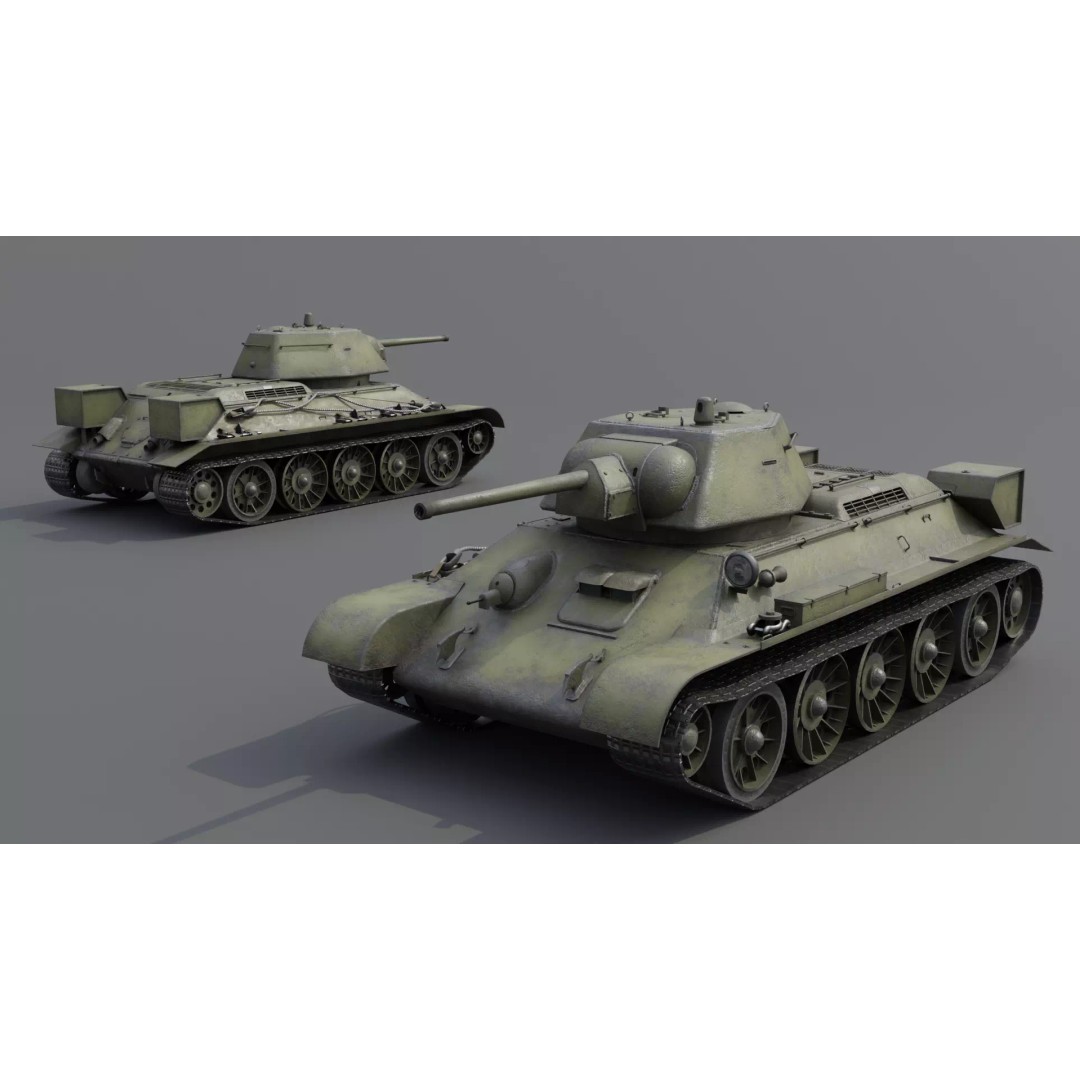 T-34 M1942 Medium Tank 3D Model – Low Poly Game Asset, FBX - View 6