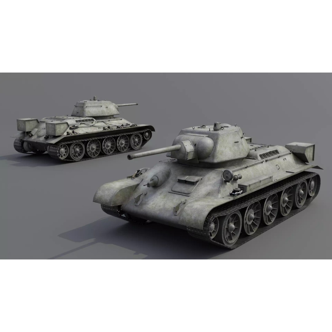 T-34 M1942 Medium Tank 3D Model – Low Poly Game Asset, FBX - View 7