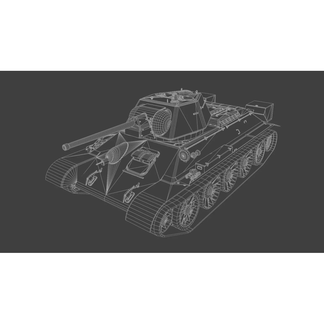 T-34 M1942 Medium Tank 3D Model – Low Poly Game Asset, FBX - View 8