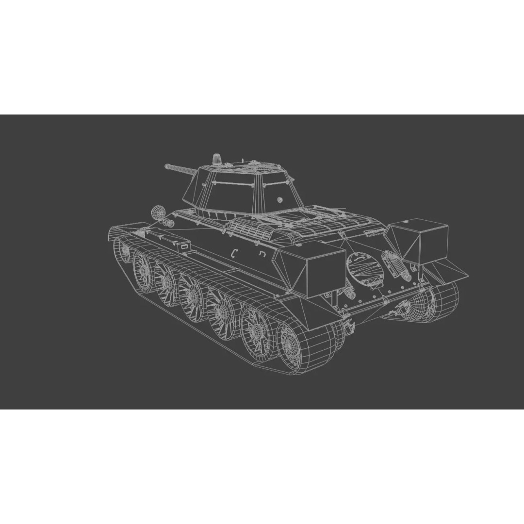 T-34 M1942 Medium Tank 3D Model – Low Poly Game Asset, FBX - View 9