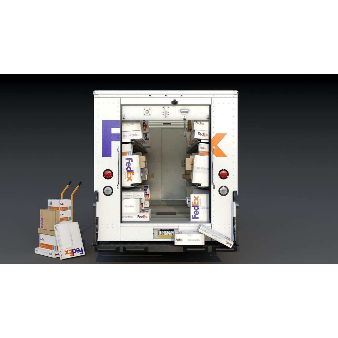 FedEx Stepvan 3D Model – Low Poly Game Asset, FBX, PBR Textures - View 10