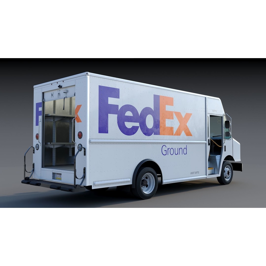 FedEx Stepvan 3D Model – Low Poly Game Asset, FBX, PBR Textures - View 11