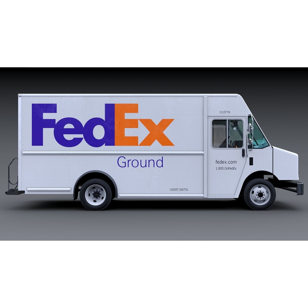 FedEx Stepvan 3D Model – Low Poly Game Asset, FBX, PBR Textures - View 12