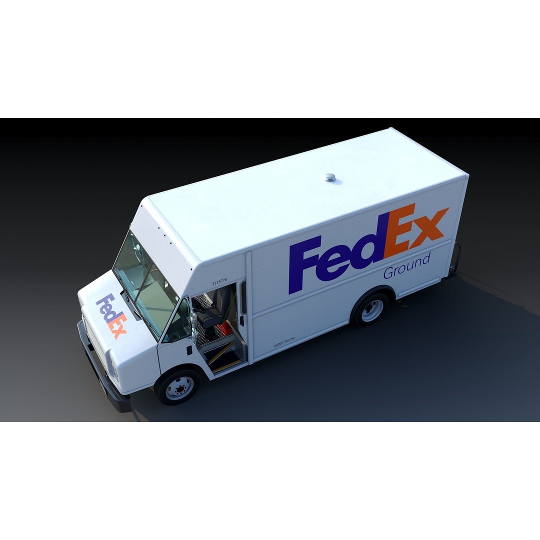 FedEx Stepvan 3D Model – Low Poly Game Asset, FBX, PBR Textures - View 16