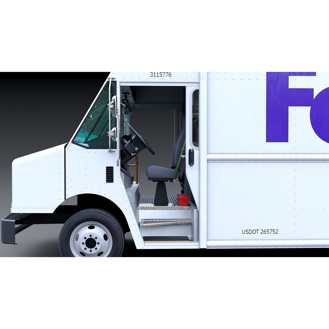 FedEx Stepvan 3D Model – Low Poly Game Asset, FBX, PBR Textures - View 17