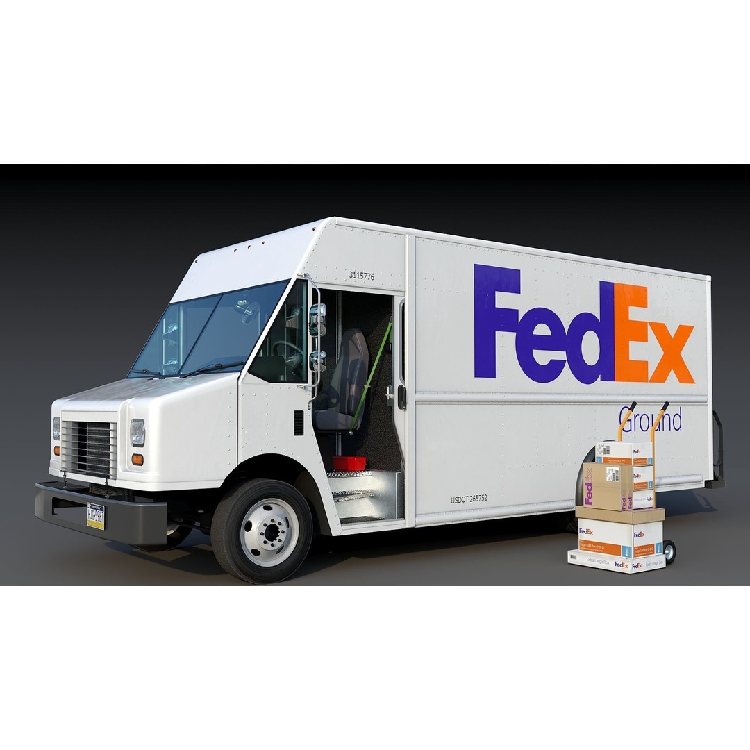 FedEx Stepvan 3D Model – Low Poly Game Asset, FBX, PBR Textures - View 4