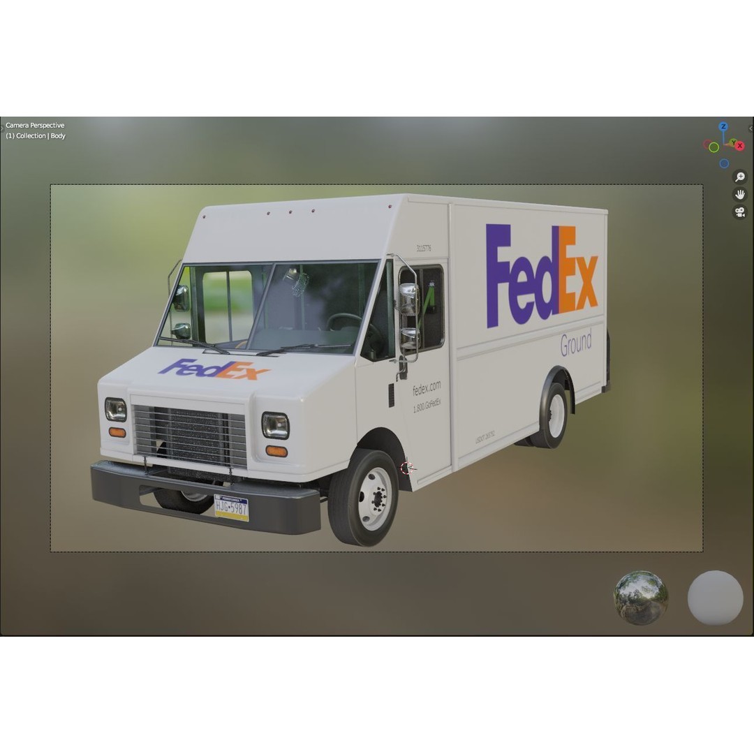 FedEx Stepvan 3D Model – Low Poly Game Asset, FBX, PBR Textures - View 54
