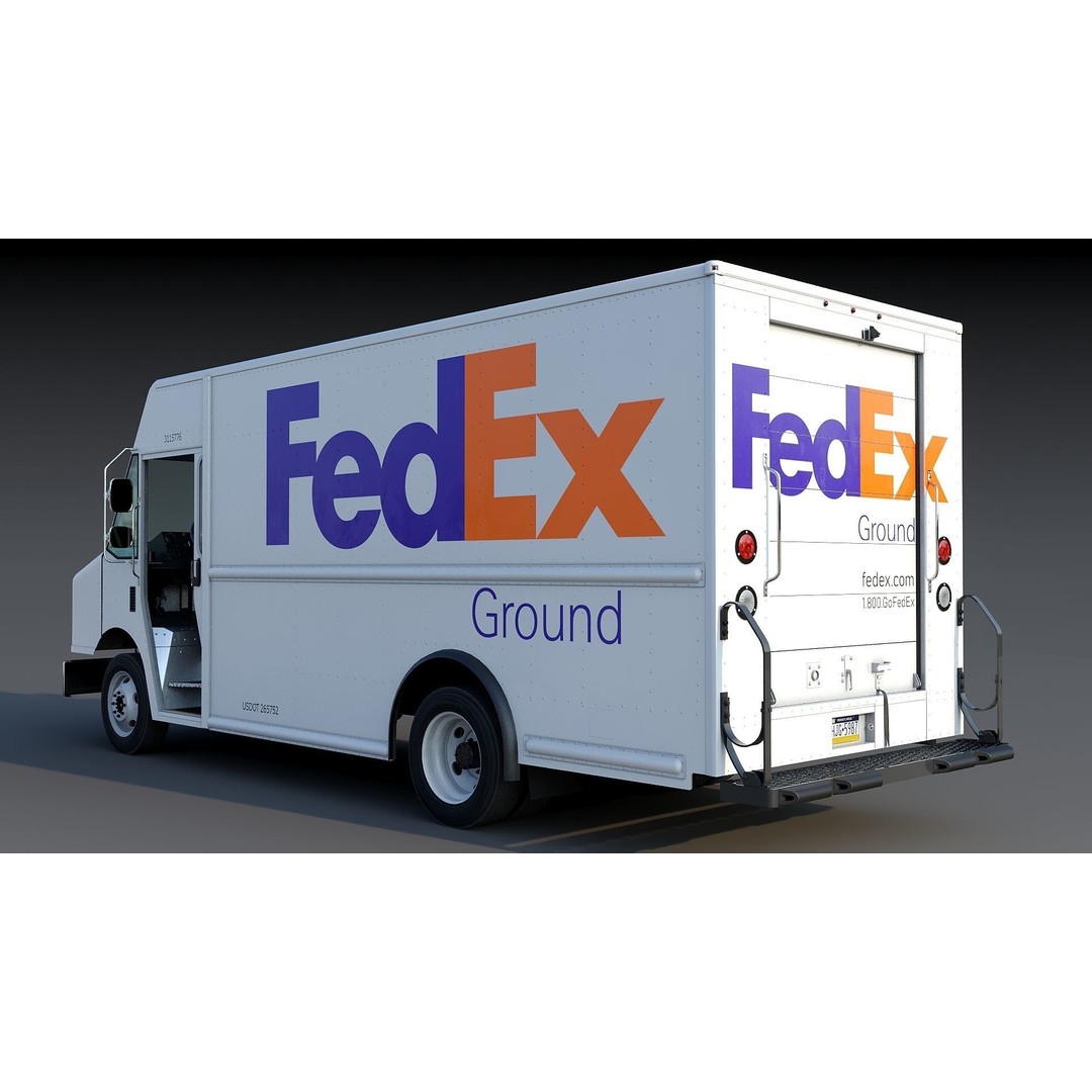 FedEx Stepvan 3D Model – Low Poly Game Asset, FBX, PBR Textures - View 6