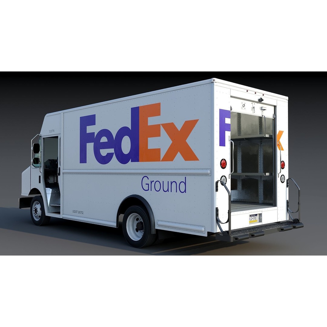 FedEx Stepvan 3D Model – Low Poly Game Asset, FBX, PBR Textures - View 7