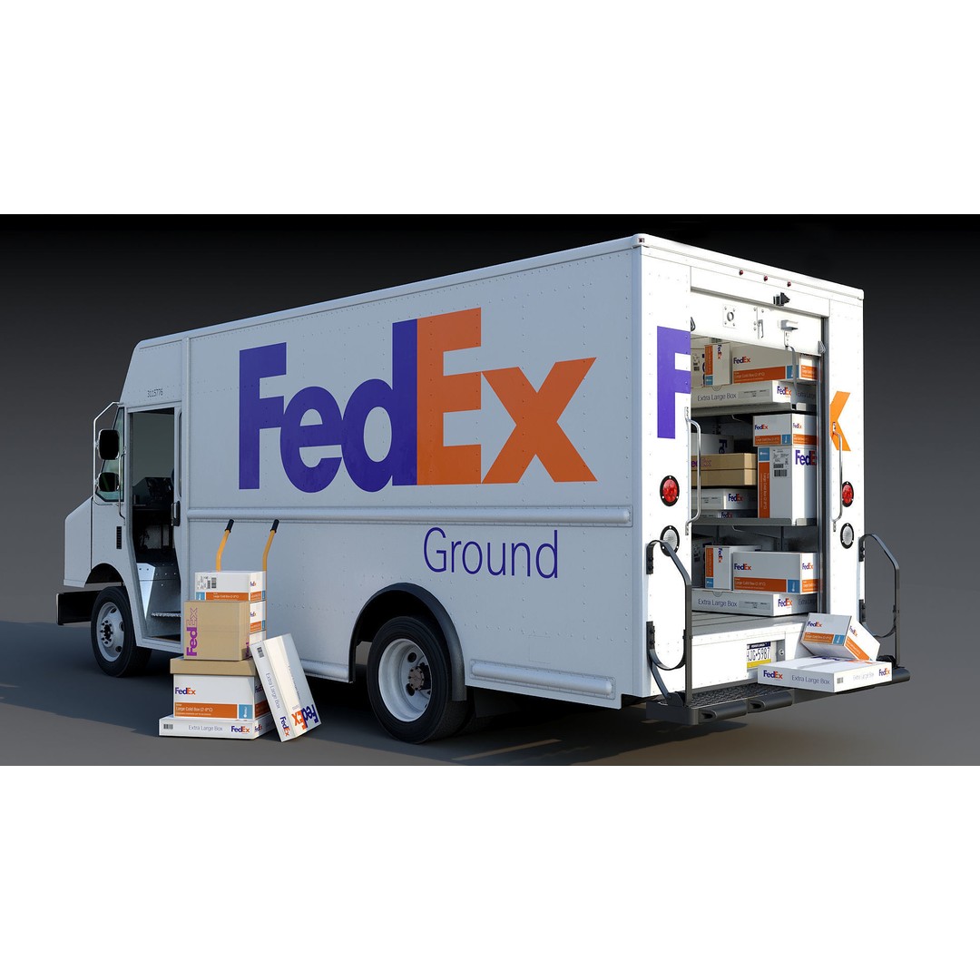 FedEx Stepvan 3D Model – Low Poly Game Asset, FBX, PBR Textures - View 8