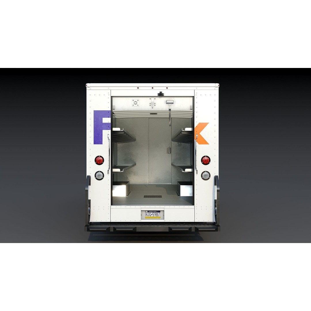 FedEx Stepvan 3D Model – Low Poly Game Asset, FBX, PBR Textures - View 9
